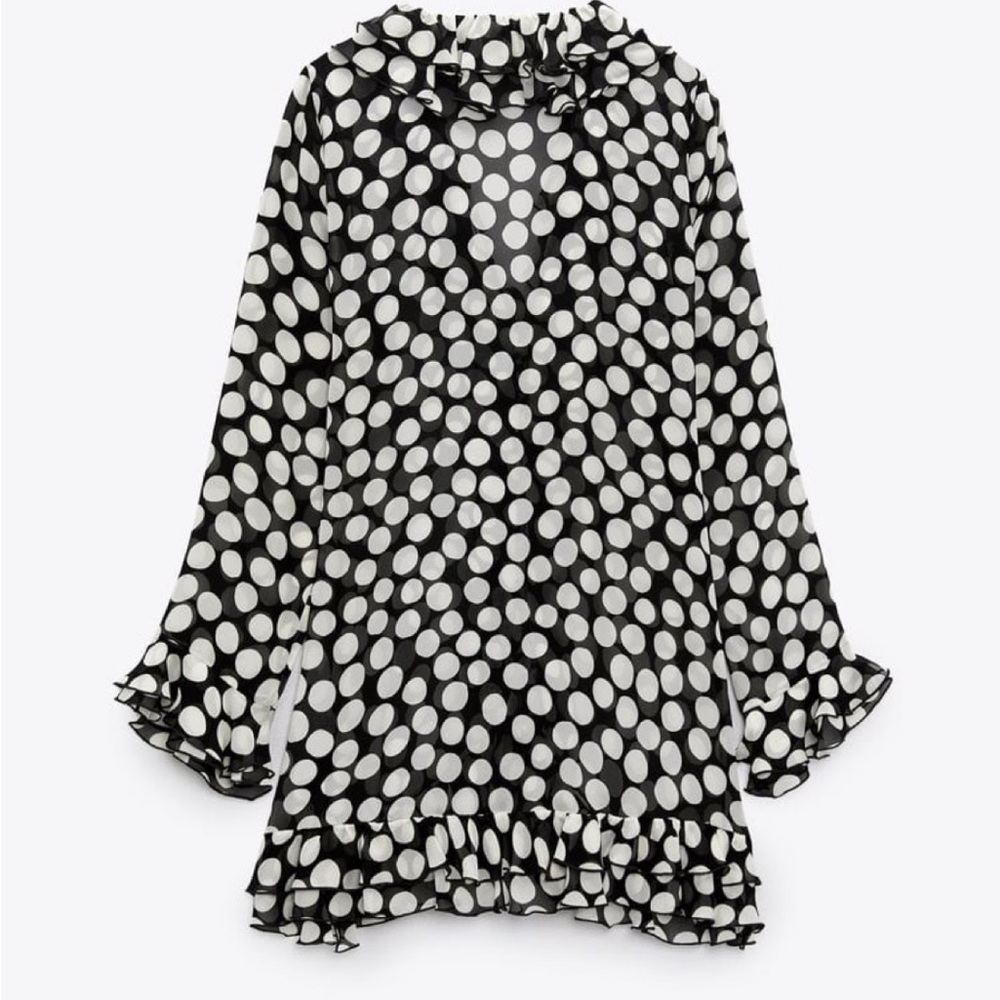 Zara Ruffled Polka Dot Blouse Dress - Small - Picture 8 of 12